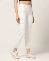 Kagad Jeans Womens High Rise Regular Fit White Denim Jeans Jogger - Style Code "KGDJGR-404005