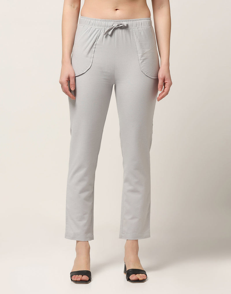 Kagad Jeans Womens Mid Rise Straight Fit Latte Cotton Trouser - Style Code 