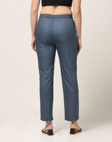 Kagad Jeans Womens Mid Rise Straight Fit Air Force Blue Cotton Trouser - Style Code "KGDTR-404031