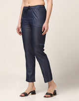 Kagad Jeans Womens Mid Rise Straight Fit Deep Navy Cotton Denim Trouser - Style Code "KGDTR-404032