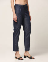 Kagad Jeans Womens Mid Rise Straight Fit Deep Navy Cotton Denim Trouser - Style Code "KGDTR-404032