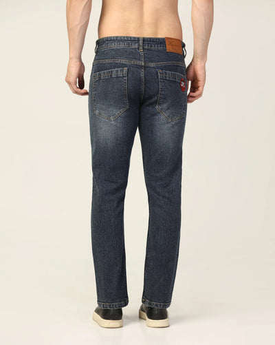 Kagad Jeans Mens Regular Fit badges Two Tone Dark Fadded Blue Jeans - Style Code "KGDJN-403041