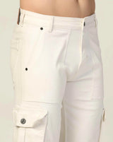 Kagad Jeans Mens Regular Fit White Cargo Jeans - Style Code "KGDCRG-403050