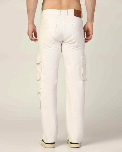 Kagad Jeans Mens Regular Fit White Cargo Jeans - Style Code "KGDCRG-403050