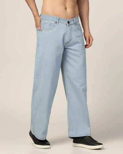 Kagad Jeans Mens Wide Leg Loose Fit Arctic Blue Jeans - Style Code "KGDJN-403045