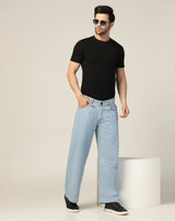 Kagad Jeans Mens Wide Leg Loose Fit Arctic Blue Jeans - Style Code "KGDJN-403045