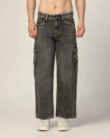 Kagad Jeans Mens Loose Fit Wide Leg Rusty Grey Cargo Jeans - Style Code "KGDCRG-403049
