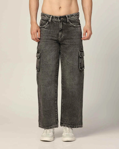 Kagad Jeans Mens Loose Fit Wide Leg Rusty Grey Cargo Jeans - Style Code "KGDCRG-403049
