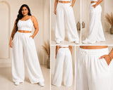 Womens elasticated High Rise waist loose straight fit Palazo Pajama KGDJNS-404051