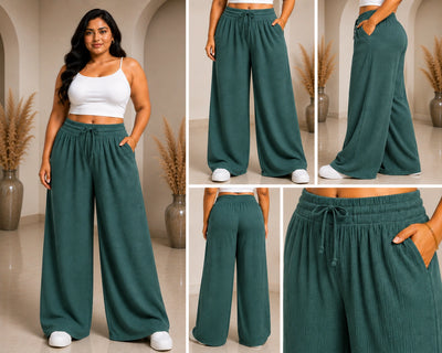 Womens elasticated High Rise waist loose straight fit Palazo Pajama KGDJNS-404065