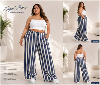 Womens elasticated High Rise waist loose straight fit Palazo KGDJNS-404070
