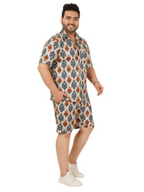 Men's Plus Size Printed Co Ord Set MJSCD-20004