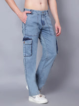 Kagad Jeans Mens Regular Fit Air Blue Cargo Jeans - Style Code "KGDCRG-403071
