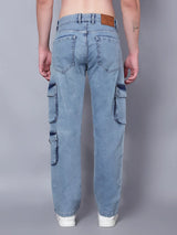 Kagad Jeans Mens Regular Fit Air Blue Cargo Jeans - Style Code "KGDCRG-403071