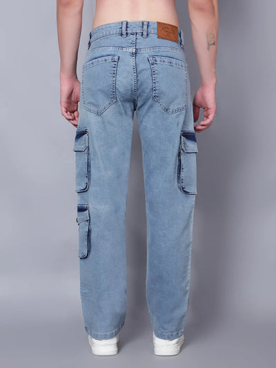 Kagad Jeans Mens Regular Fit Air Blue Cargo Jeans - Style Code "KGDCRG-403071