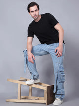 Kagad Jeans Mens Loose Fit Wide Leg Aged Indigo Cargo Jeans - Style Code "KGDCRG-403065