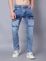 Kagad Jeans Mens Slim Fit Light Blue Cargo Jeans - Style Code "KGDCRG-403066