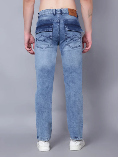 Kagad Jeans Mens Slim Fit Light Blue Cargo Jeans - Style Code "KGDCRG-403066