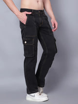 Kagad Jeans Mens Regular Fit Black Cargo Jeans - Style Code "KGDCRG-403068