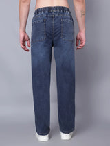 Kagad Jeans Mens Plus Size Regular Fit Mid Night Blue Elasticated Waist Jeans - Style Code "KGDJN-403073