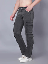 Kagad Jeans Mens Regular Fit Charcoal Black Cargo Jeans - Style Code "KGDCRG-403069