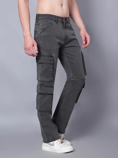 Kagad Jeans Mens Regular Fit Charcoal Black Cargo Jeans - Style Code "KGDCRG-403069