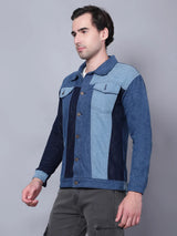 Kagad Jeans Men Regular Fit Indigo Color Block Denim Jacket - Style Code "KGDJKT-403076