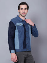 Kagad Jeans Men Regular Fit Indigo Color Block Denim Jacket - Style Code "KGDJKT-403076