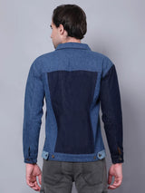 Kagad Jeans Men Regular Fit Indigo Color Block Denim Jacket - Style Code "KGDJKT-403076