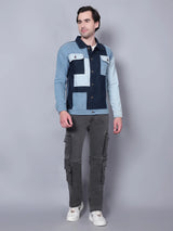 Kagad Jeans Men Regular Fit Indigo Color Block Denim Jacket - Style Code "KGDJKT-403077