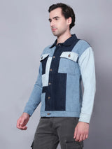 Kagad Jeans Men Regular Fit Indigo Color Block Denim Jacket - Style Code "KGDJKT-403077