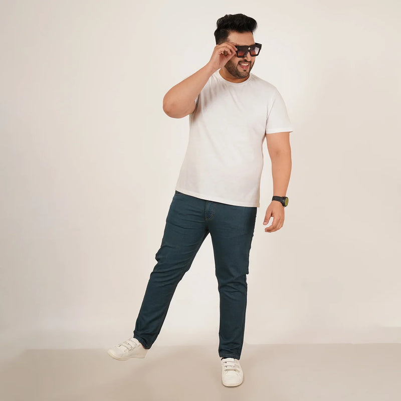 Kagad Jeans Mens Plus Size Regular Fit Deep Ocean Blue Color Denim Jeans - Style Code 