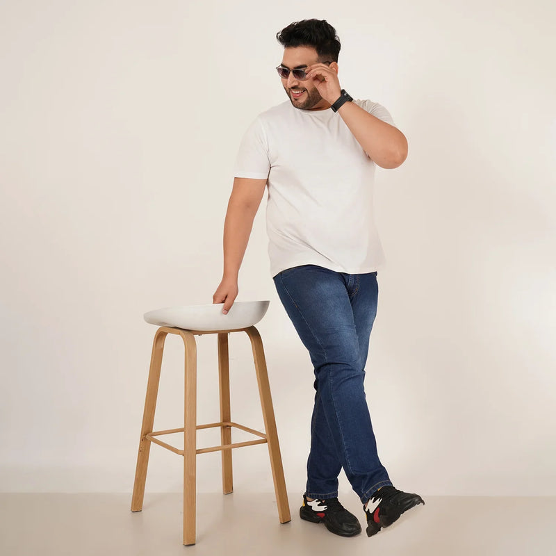 Kagad Jeans Mens Plus Size Regular Fit Mid Night Blue Color Denim Jeans - Style Code 