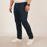 Mens Plus Size Regular Fit Deep Ocean Blue Color Denim Jeans - Style Code "KGDJN-406032