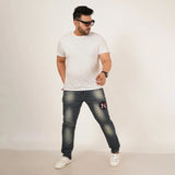 Kagad Jeans Mens Plus Size Regular Fit Aged Indigo Blue Color Denim Jeans - Style Code "KGDJN-406033