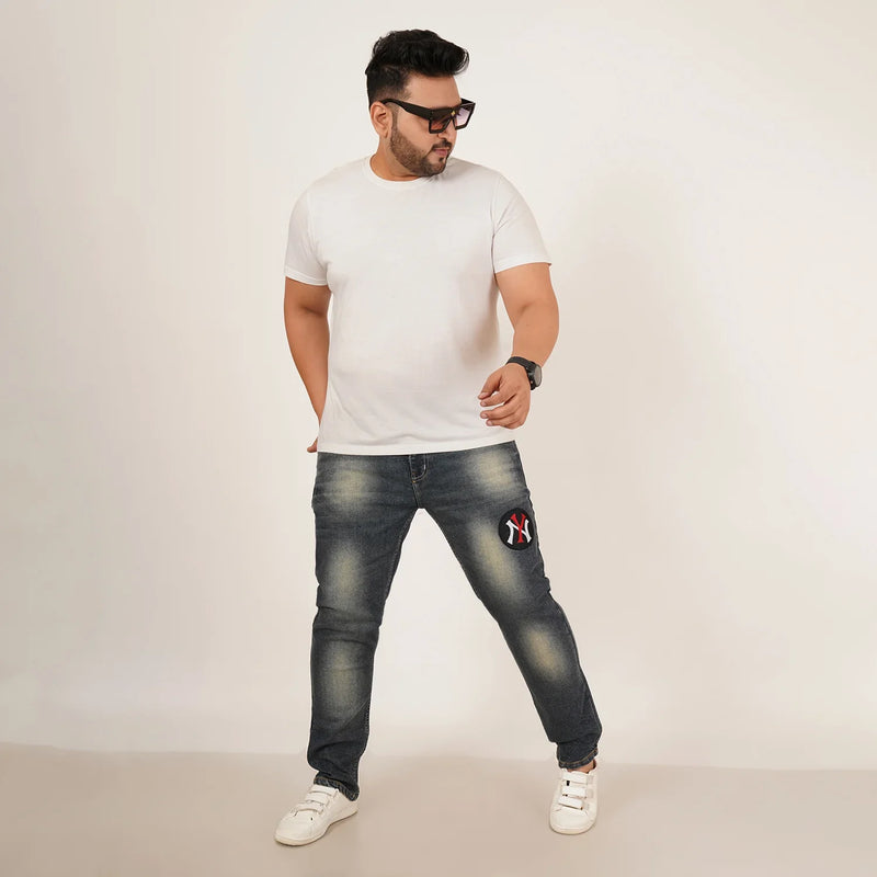 Kagad Jeans Mens Plus Size Regular Fit Aged Indigo Blue Color Denim Jeans - Style Code 