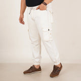Kagad Jeans Mens Plus Size Loose Fit White Color Denim Jogger - Style Code "KGDJGR-406067