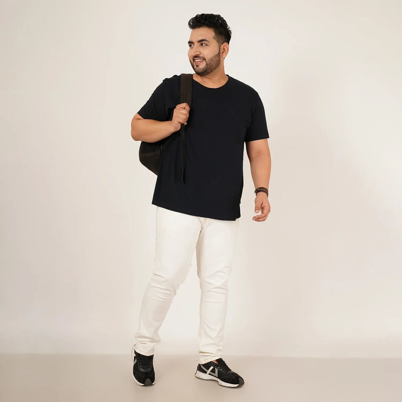 Kagad Jeans Mens Plus Size Regular Fit White Color Denim Jeans - Style Code 