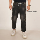 Kagad Jeans Mens Plus Size Loose Fit Charcoal Black Color Denim Jogger - Style Code "KGDJGR-406064