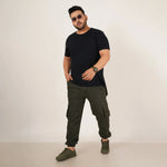 Kagad Jeans Mens Plus Size Loose Fit Deep Olive Color Denim Jogger - Style Code "KGDJGR-406063