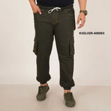 Kagad Jeans Mens Plus Size Loose Fit Deep Olive Color Denim Jogger - Style Code "KGDJGR-406063