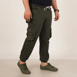 Kagad Jeans Mens Plus Size Loose Fit Deep Olive Color Denim Jogger - Style Code "KGDJGR-406063