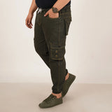 Kagad Jeans Mens Plus Size Loose Fit Deep Olive Color Denim Jogger - Style Code "KGDJGR-406063