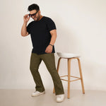 Mens Plus Size Boot Fit Army Green Denim Jeans - Style Code "KGDJN-406018