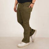 Mens Plus Size Boot Fit Army Green Denim Jeans - Style Code "KGDJN-406018