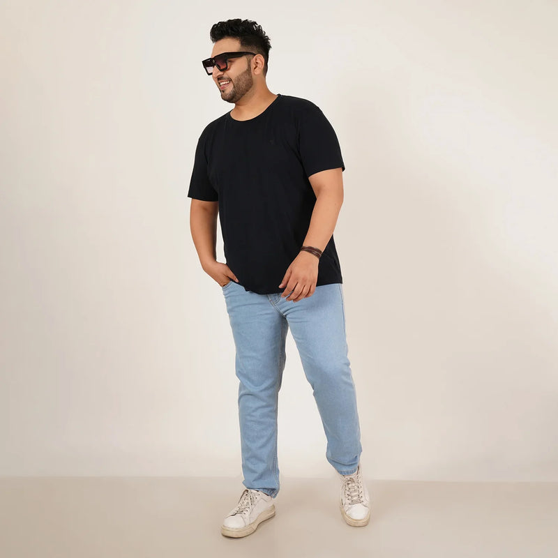 Kagad Jeans Mens Plus Size Regular Fit Air Blue Color Denim Jeans - Style Code 