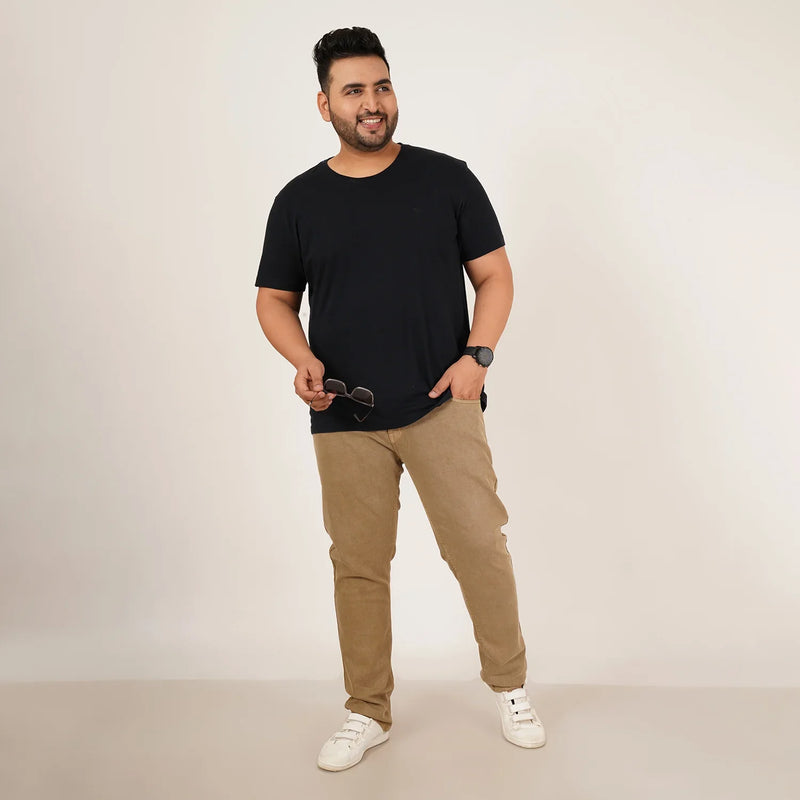 Kagad Jeans Mens Plus Size Regular Fit Camel Beige Color Denim Jeans - Style Code 