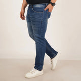 Mens Plus Size Regular Fit Dark Blue Color Denim Jeans - Style Code "KGDJN-406043
