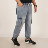 Kagad Jeans Mens Plus Size Loose Fit Water Blue Color Denim Jogger - Style Code "KGDJGR-406062