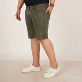 Kagad Jeans Mens Plus Size Loose Fit Olive Color Denim Short - Style Code "KGDST-406079